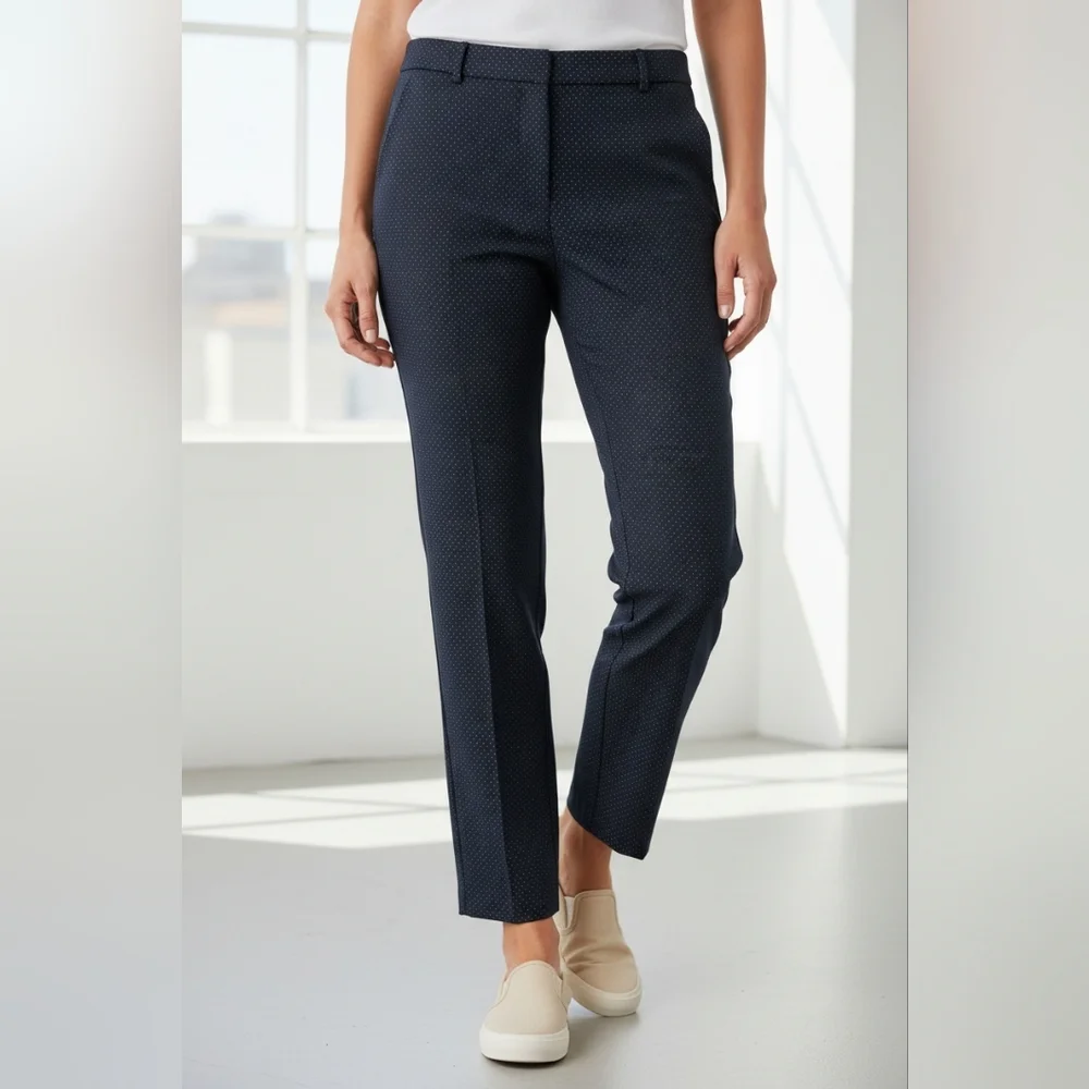 Talbots Micro Dot Midnight Blue Straight Leg Trousers
